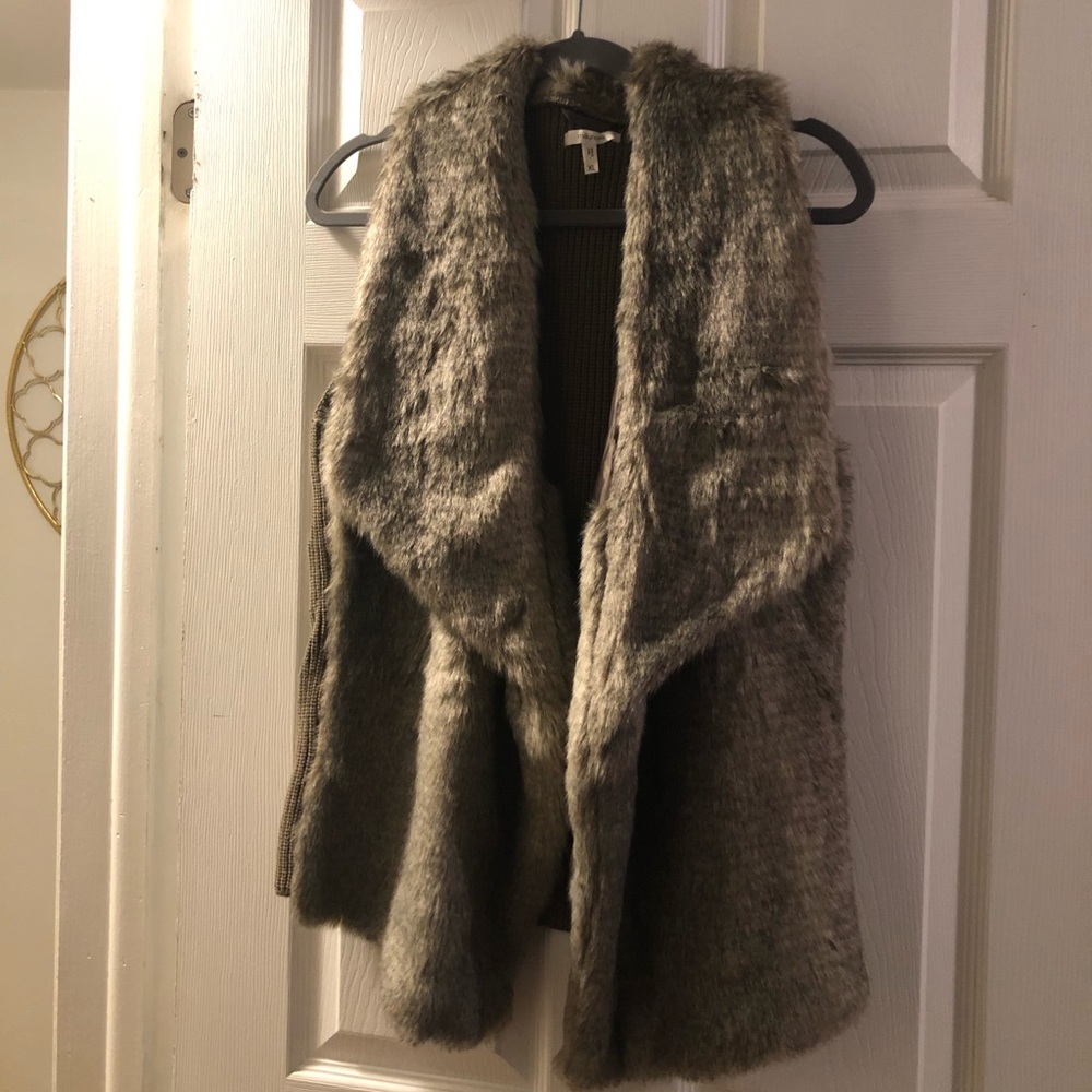 Long line faux fur vest